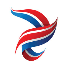 Abstract red blue and white ribbon swirl