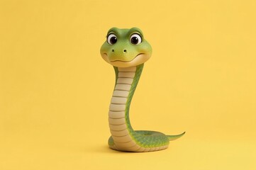 Fototapeta premium Cute cartoon snake on yellow background