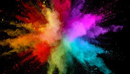 Colorful powder explosion against black background