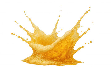 Fototapeta premium Refreshing orange juice splashing, creating a dynamic crown-like shape, isolated on a transparent background