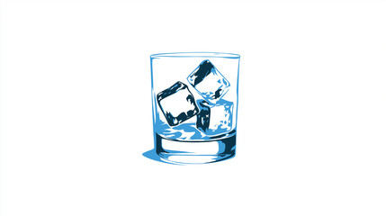Glass with Ice Cubes Illustration for Beverage & Refreshment Themes