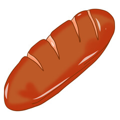 Baguette Bread Illustration, Hand Drawn