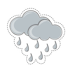 Cute and Simple gray cloud Weather Icon with raindrops