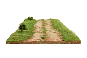 Isolated Dirt Road Segment with Grass Cutout