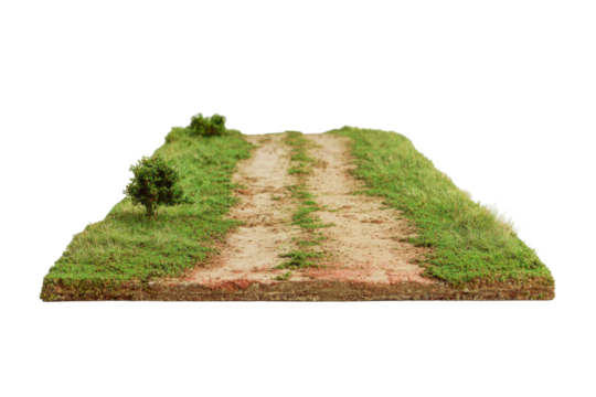 Isolated Dirt Road Segment with Grass Cutout