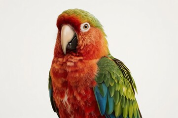 Fototapeta premium Red-shouldered Macaw portrait, studio shot, white background, pet