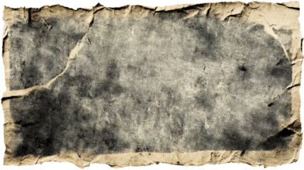 Torn grunge paper with a textured surface and a sepia tone effect, cut out transparent