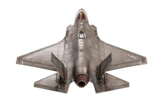 Stealth Strike Fighter Jet Top View on Transparent Background