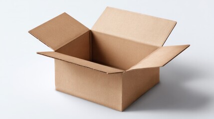 An empty cardboard box with its flaps open, perfect for various packaging and delivery purposes. It's ready for your products!
