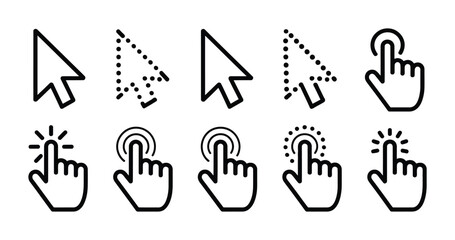 Fototapeta premium Different types of cursors and hands for web design and user interface development projects and more Vector