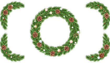 Christmas wreaths on a white background