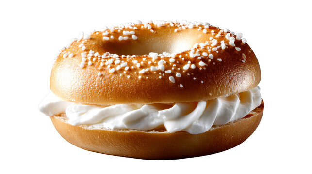 Fresh Bagel Filled With Cream Cheese and Sprinkled with Sugar, cut out transparent - Powered by Adobe