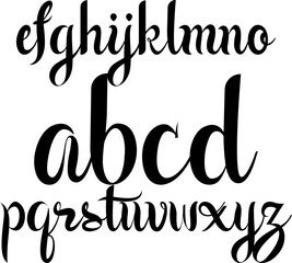 Beautiful lowercase handwritten script alphabet A–Z in vector format. With its modern and elegant curves, this lettering set is perfect for creating wedding invitations, branding, quotes, etc