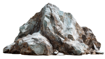 Jagged Grey Rock Formation with Earthy Accents and Sharp Facets, cut out transparent