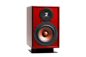 Red Studio Monitor Loudspeaker on Transparent Background