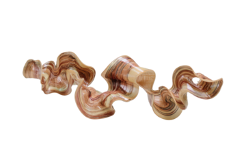 Marbled Wood Ribbon Sculpture on Transparent Background