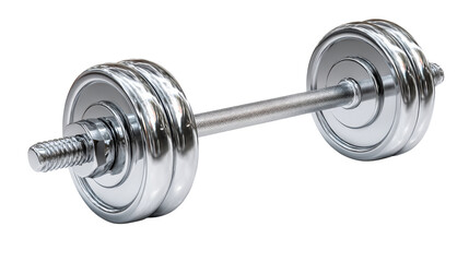 Fototapeta premium Shiny Metal Dumbbell with Textured Handle and Screw Lock, cut out transparent