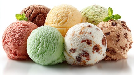 Fototapeta premium A colorful assortment of ice cream scoops, each with its own unique flavor, creating a delicious and refreshing treat