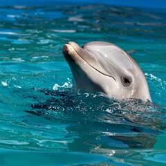 Naklejka premium Dolphin Swimming in Ocean Water