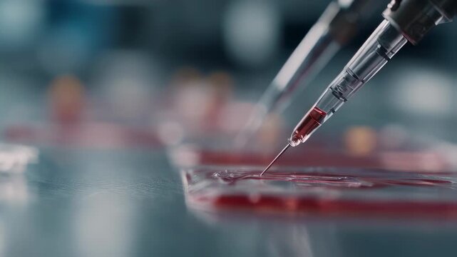 Detailed medium shot showcasing the insertion of tiny microsensors into flexible hydrogel wound dressings with sharp foreground and a softly outoffocus lab bench behind.