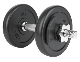 Black Dumbbell with Metal Handle Isolated on Transparent Background