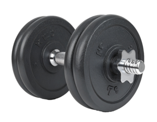 Black Dumbbell with Metal Handle Isolated on Transparent Background