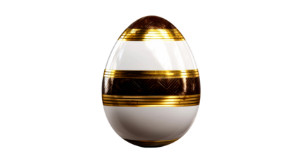 Ornate Egg with Decorative Gold Bands and Chevron Texture, cut out transparent