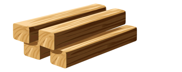 Stack of light brown wooden beams
