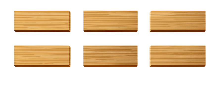 Six rectangular, light brown wooden planks arranged in a grid