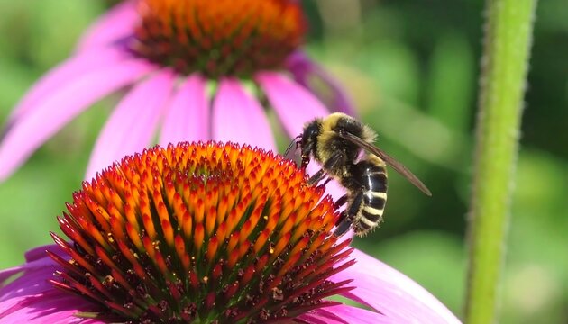 Bee on Purple Coneflower (1) - Powered by Adobe