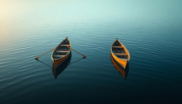 yellow kayak on the lake in the natural background. - Powered by Adobe