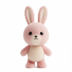 Obraz premium Cute Pink Plush Bunny Doll with Big Ears and Cheerful Expression