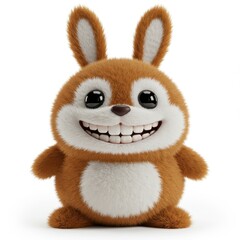 Obraz premium Cute and Cheerful Fluffy Cartoon Bunny with Big Smile and Ears