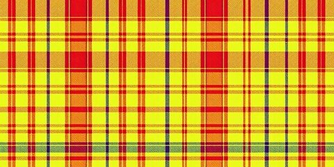 Vibrant red, yellow, & lime green plaid textile Classic check, seamless texture Ideal background, pattern, background