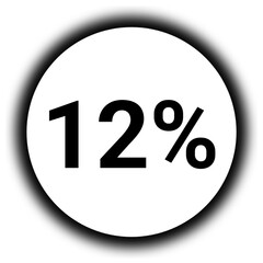 12% discount and  percent black and white round icon