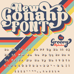 Groovy Retro Serif Vintage Script Bold Font alphabet vector file	