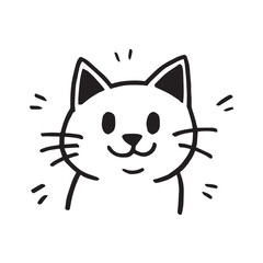 Cat Doodle Black and White Illustration Vector Image Cute Kitten Sketch Line Art Drawing Silhouette