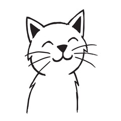Cat Doodle Black and White Illustration Vector Image Cute Kitten Sketch Line Art Drawing Silhouette