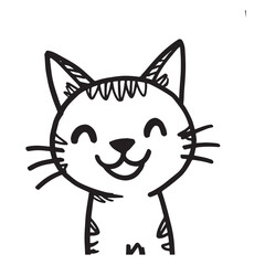 Cat Doodle Black and White Illustration Vector Image Cute Kitten Sketch Line Art Drawing Silhouette