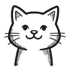 Cat Doodle Black and White Illustration Vector Image Cute Kitten Sketch Line Art Drawing Silhouette