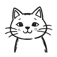Cat Doodle Black and White Illustration Vector Image Cute Kitten Sketch Line Art Drawing Silhouette