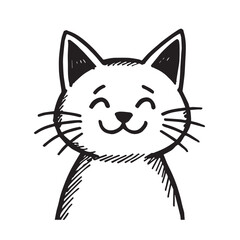 Cat Doodle Black and White Illustration Vector Image Cute Kitten Sketch Line Art Drawing Silhouette