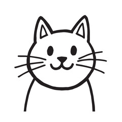 Cat Doodle Black and White Illustration Vector Image Cute Kitten Sketch Line Art Drawing Silhouette
