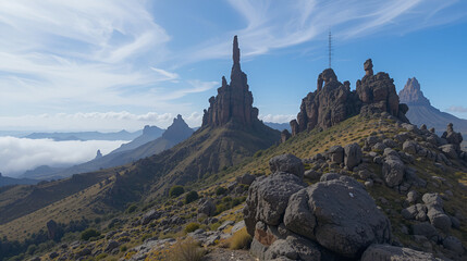 Fototapeta premium Gran Canaria, landscape of the San Mateo municipality, rock formation Los Roquetes in La Lechucilla