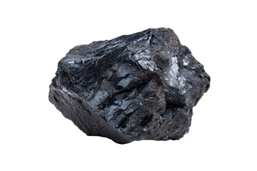 Isolated Single Piece of Coal on Transparent Background