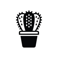 Black solid icon for cactus