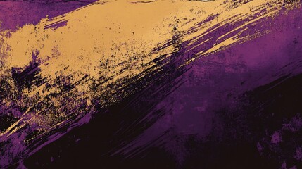 Abstract texture golden diagonal strokes overlay deep purple, grainy and textured