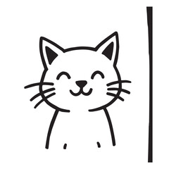 Cat Doodle Black and White Illustration Vector Image Cute Kitten Sketch Line Art Drawing Silhouette