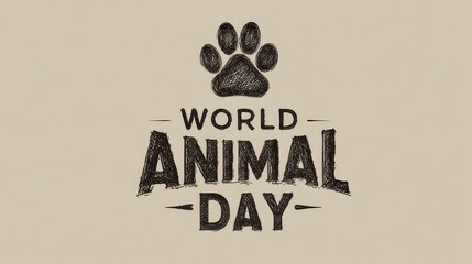 World animal day greeting with paw print celebrating animal rights and welfare