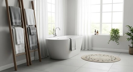 Minimalist Bathroom with Natural Light, Cozy Textures & Spa Vibes